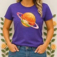 Funny Cosmic Galaxy Burger Planet Women's T-Shirt thumb 2