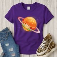 Funny Cosmic Galaxy Burger Planet Women's T-Shirt thumb 3