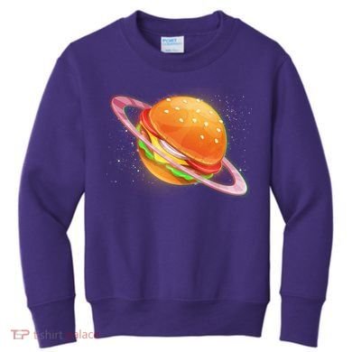 Funny Cosmic Galaxy Burger Planet Kids Sweatshirt