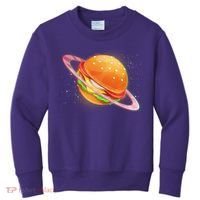 Funny Cosmic Galaxy Burger Planet Kids Sweatshirt thumb 0