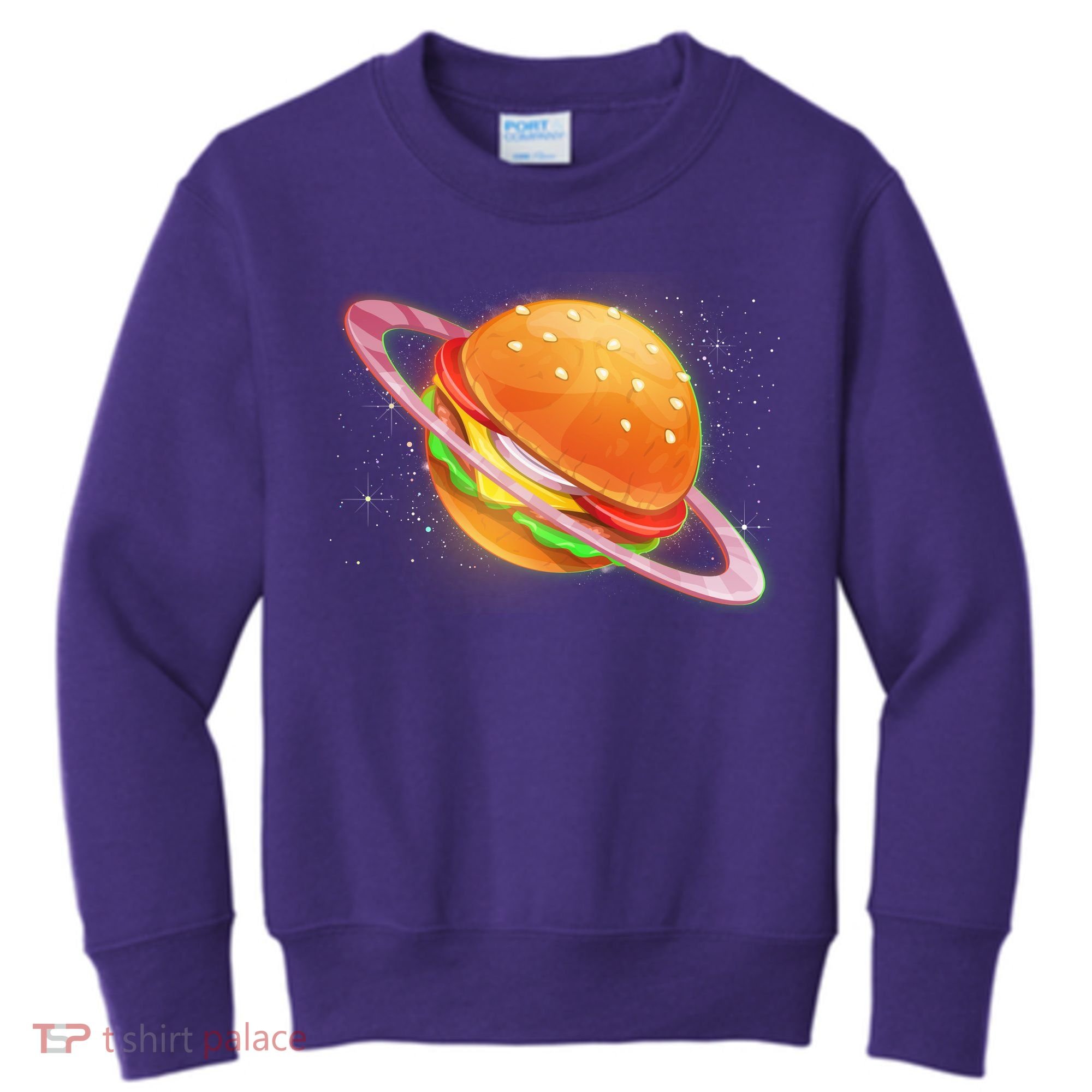 Funny Cosmic Galaxy Burger Planet Kids Sweatshirt