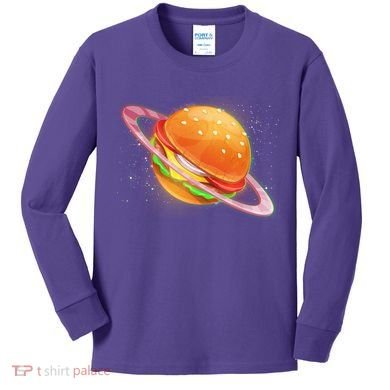 Funny Cosmic Galaxy Burger Planet Kids Long Sleeve Shirt