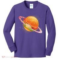 Funny Cosmic Galaxy Burger Planet Kids Long Sleeve Shirt thumb 0