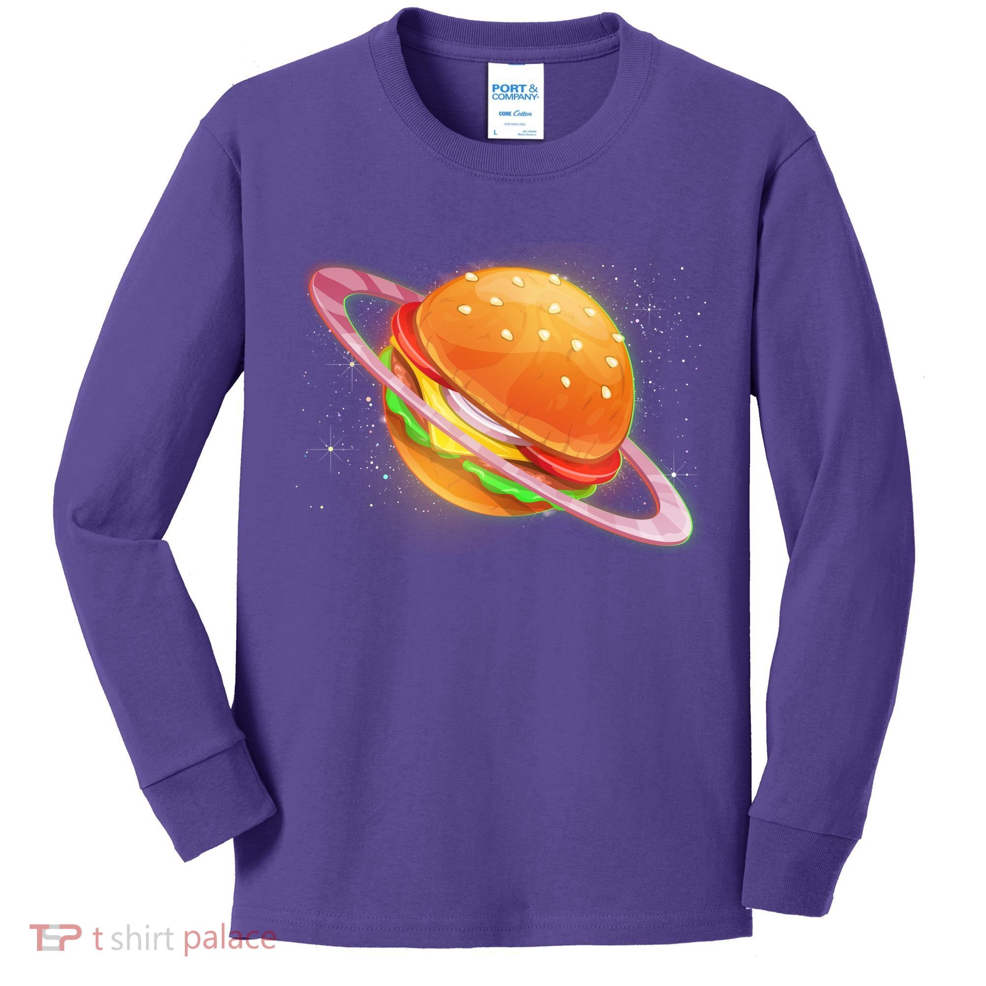 Funny Cosmic Galaxy Burger Planet Kids Long Sleeve Shirt