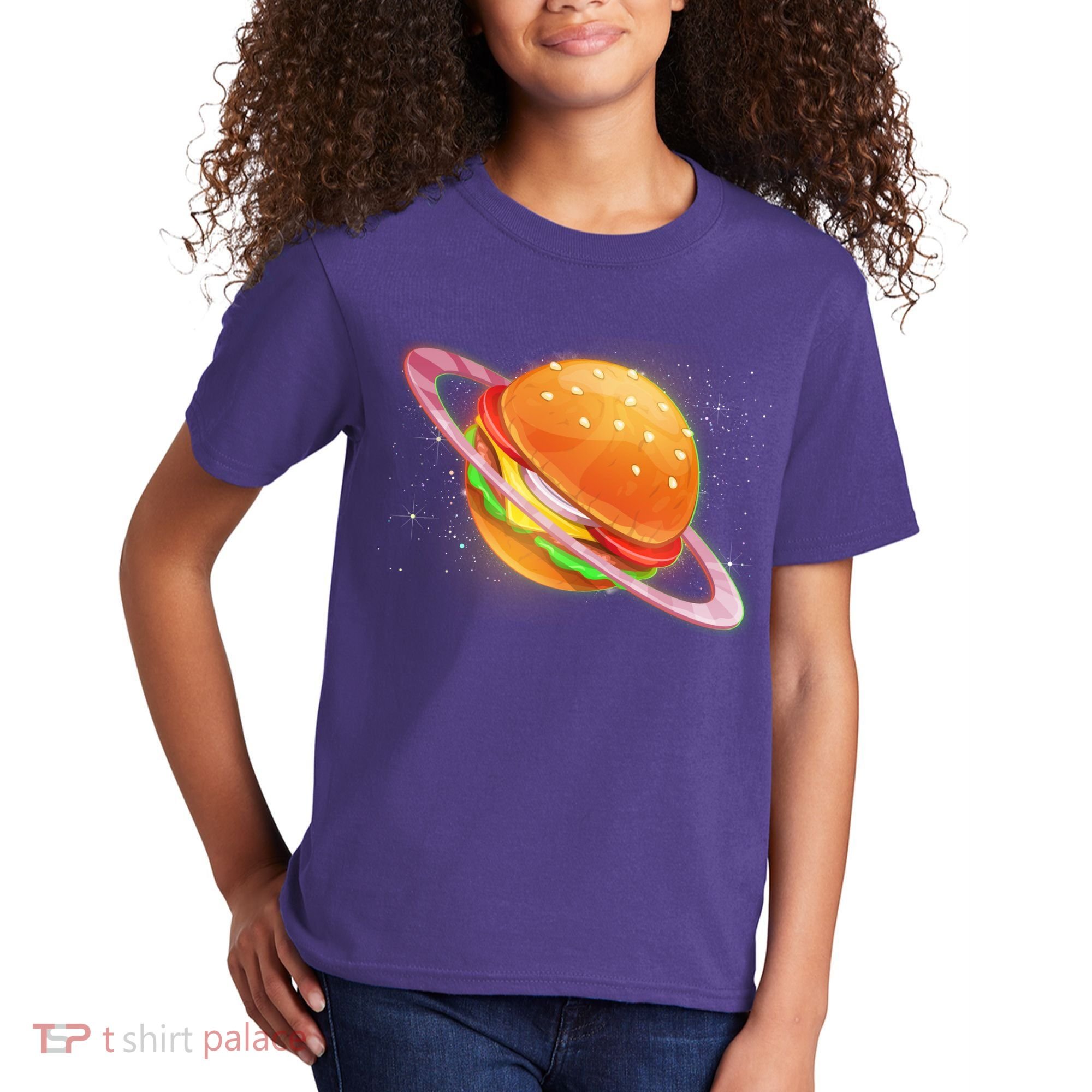 Funny Cosmic Galaxy Burger Planet Kids T-Shirt