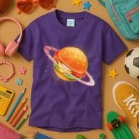 Funny Cosmic Galaxy Burger Planet Kids T-Shirt thumb 3