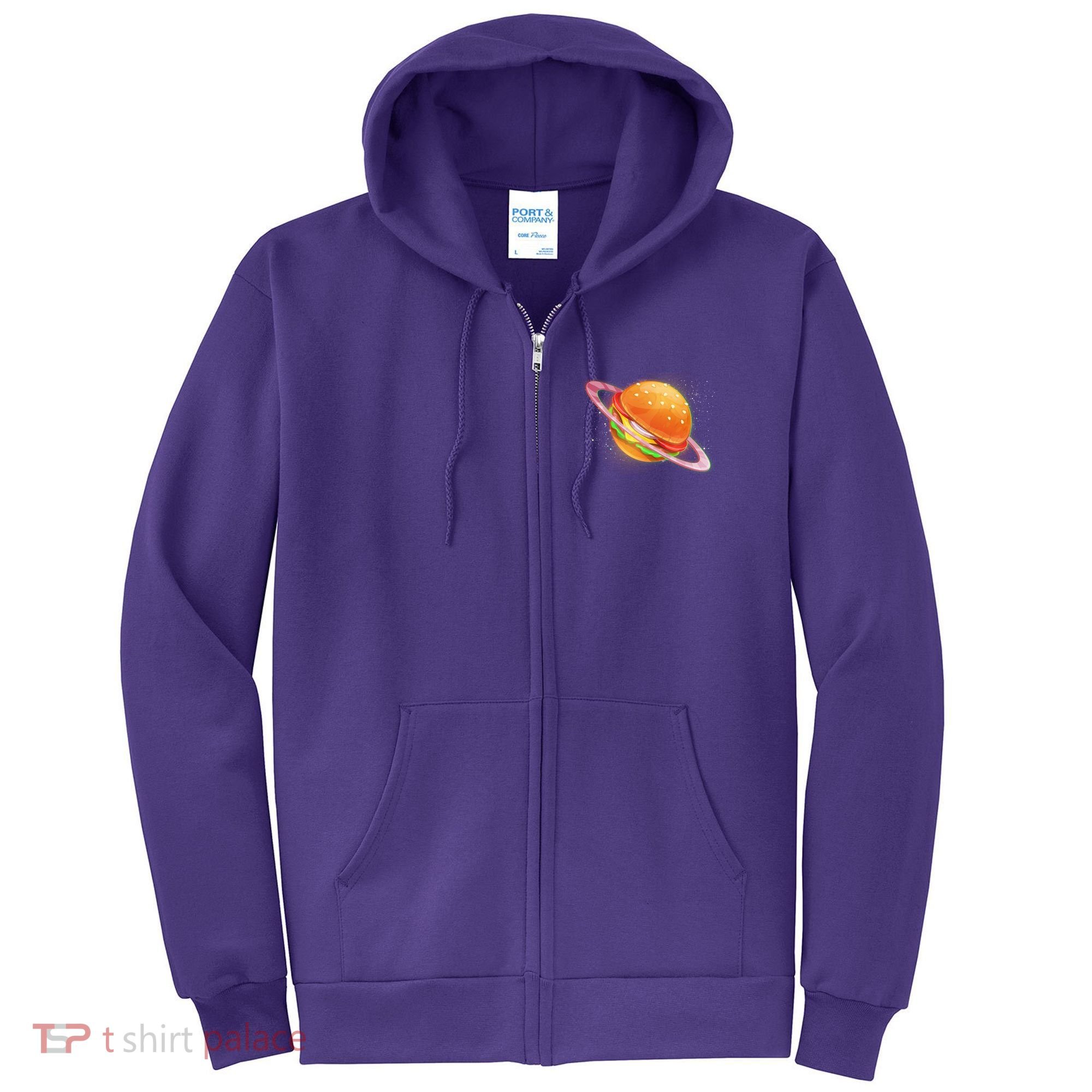 Funny Cosmic Galaxy Burger Planet Full Zip Hoodie