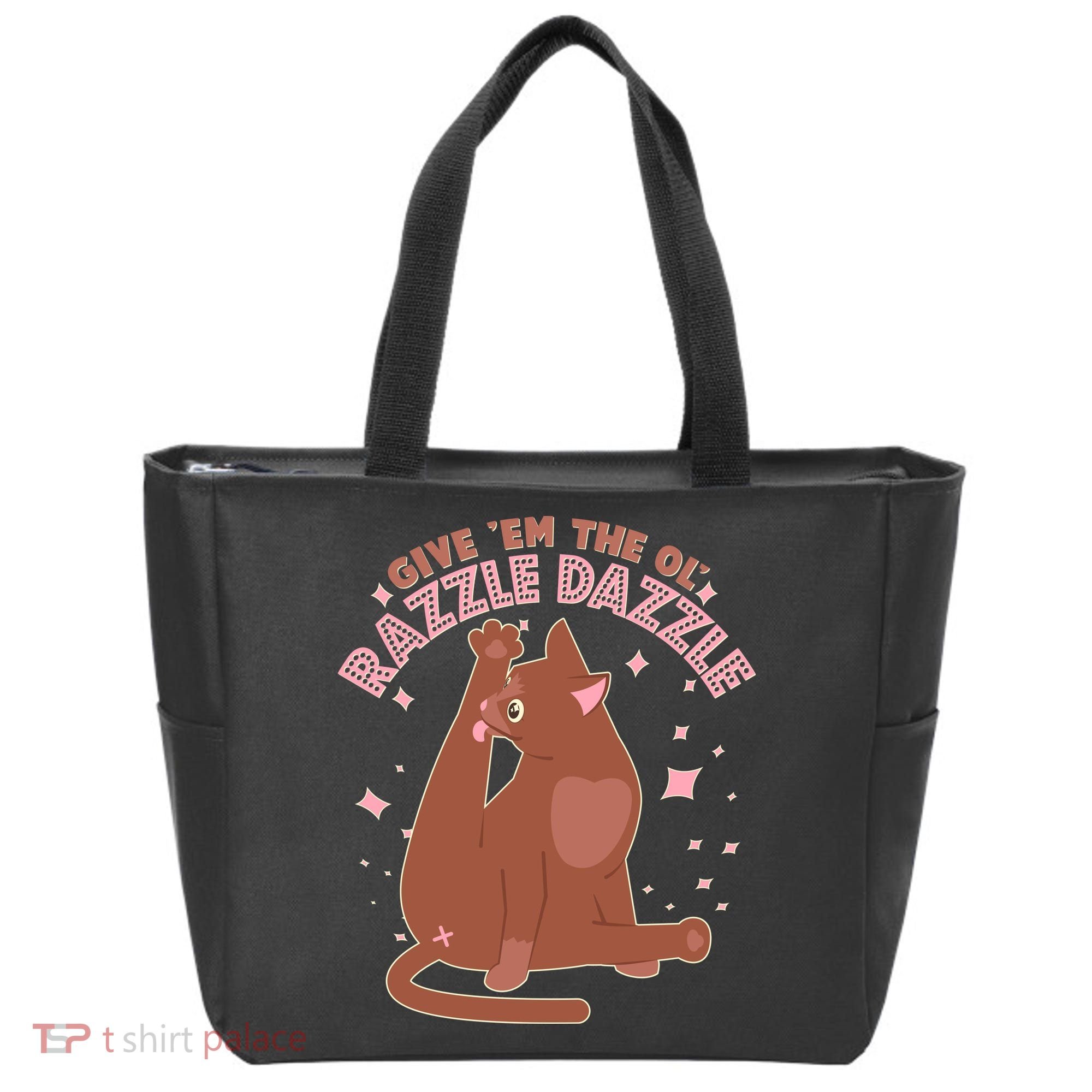 Funny Cat Give Em The Ol Razzle Dazzle Tote Bag