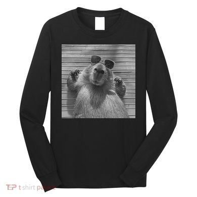 Funny Capybara Gifts Cool Capybara Selfie Long Sleeve Shirt