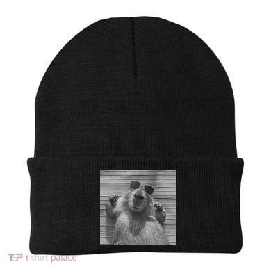 Funny Capybara Gifts Cool Capybara Selfie Beanie