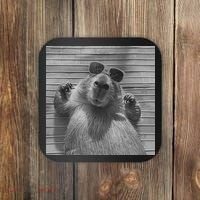 Funny Capybara Gifts Cool Capybara Selfie Coaster thumb 0