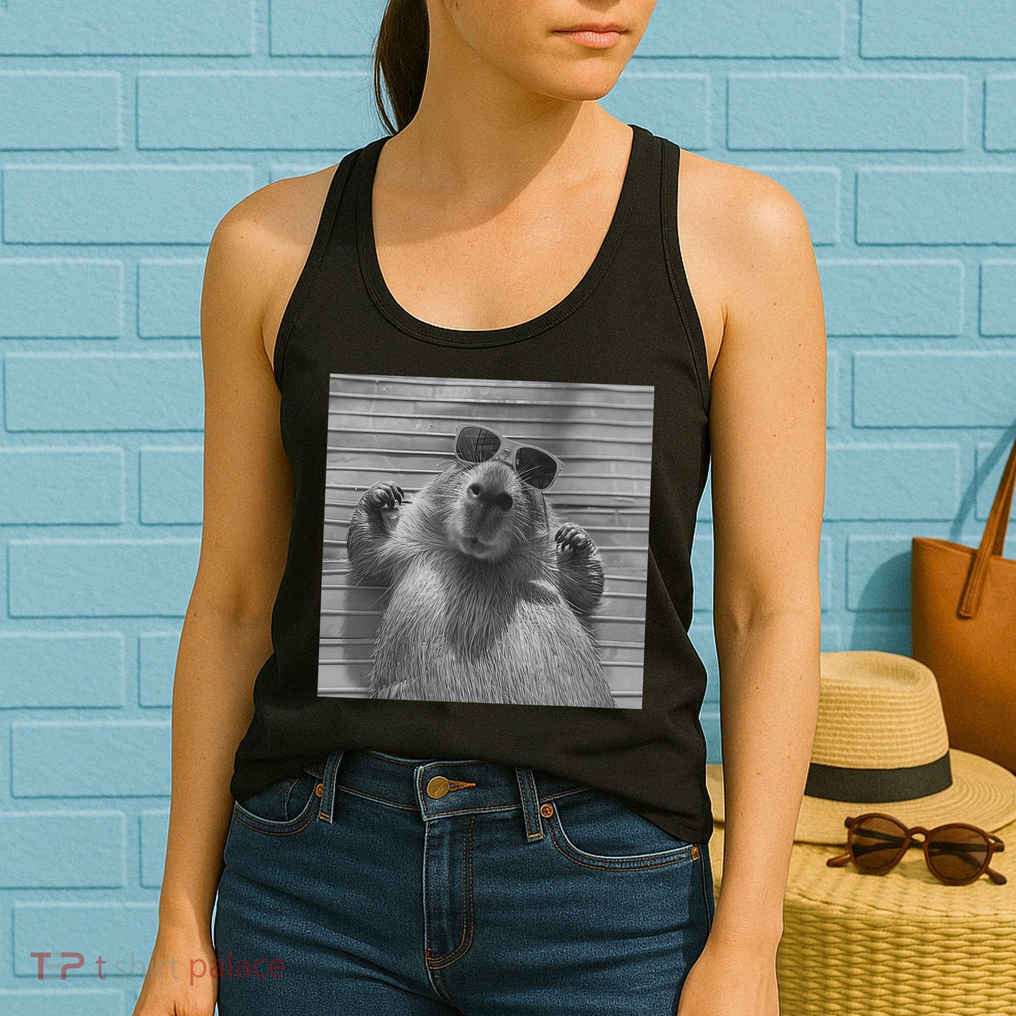 Funny Capybara Gifts Cool Capybara Selfie Women's Tank Top