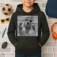 Funny Capybara Gifts Cool Capybara Selfie Kids Hoodie thumb 2