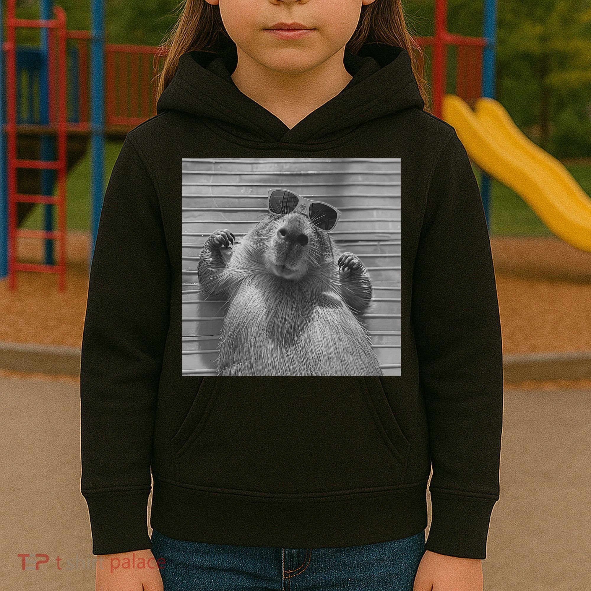Funny Capybara Gifts Cool Capybara Selfie Kids Hoodie