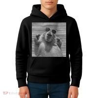 Funny Capybara Gifts Cool Capybara Selfie Kids Hoodie thumb 4