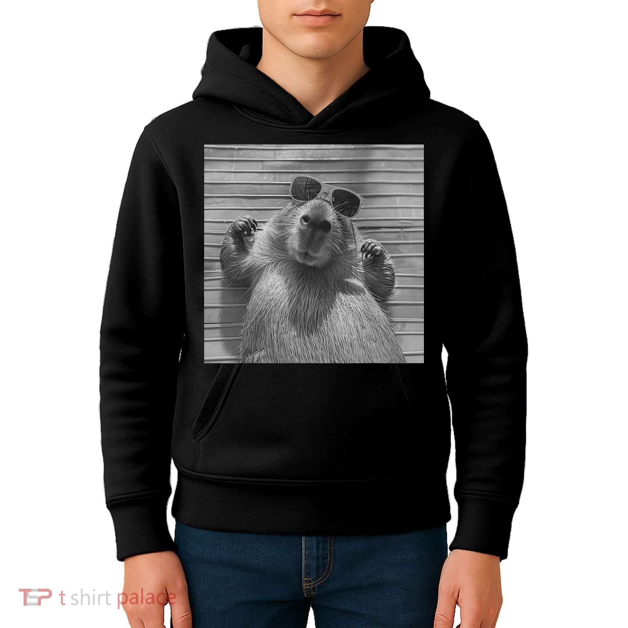 Funny Capybara Gifts Cool Capybara Selfie Kids Hoodie