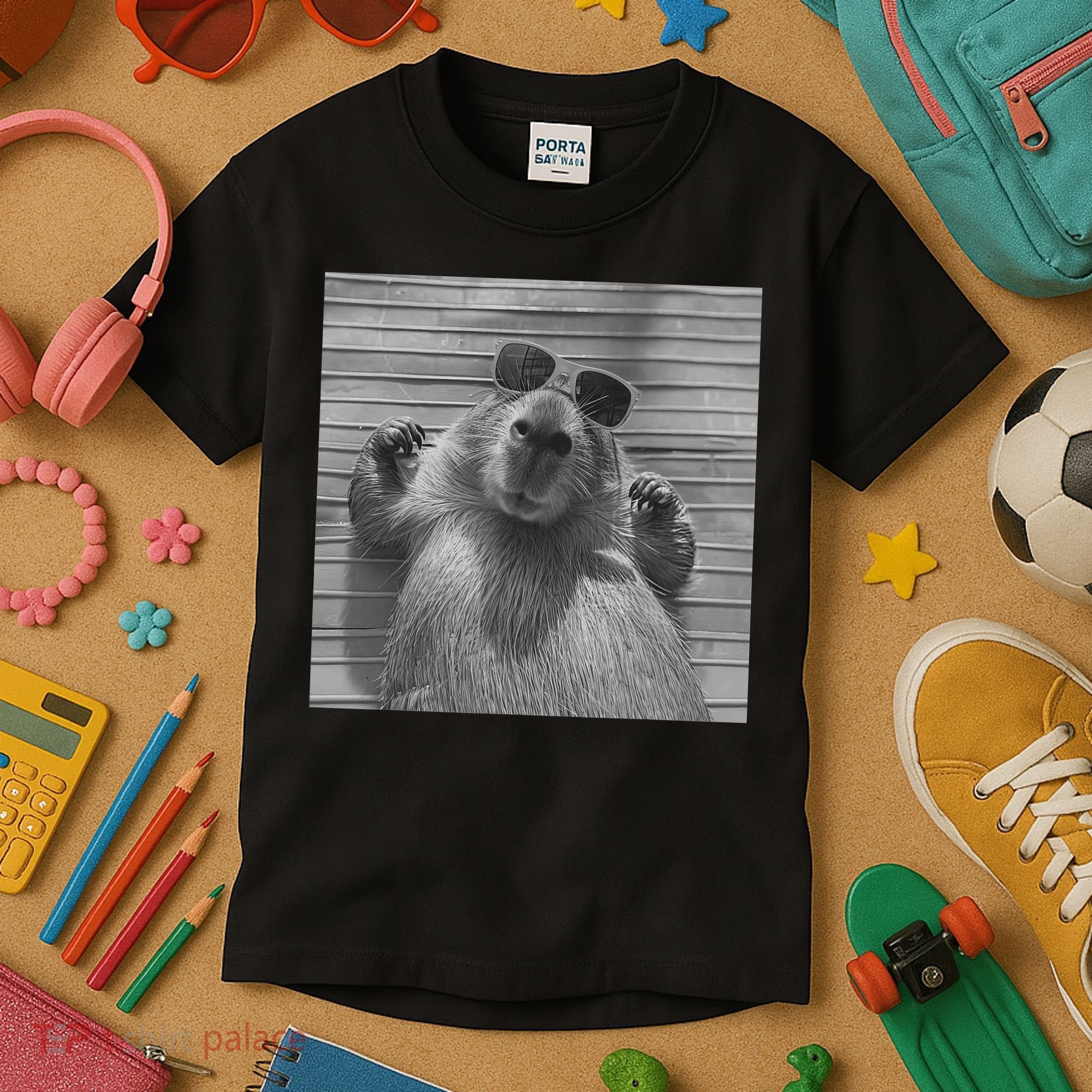 Funny Capybara Gifts Cool Capybara Selfie Kids T-Shirt