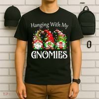 Funny Christmas Gnome Hanging With My Gnomies Family Pajamas T-Shirt thumb 6