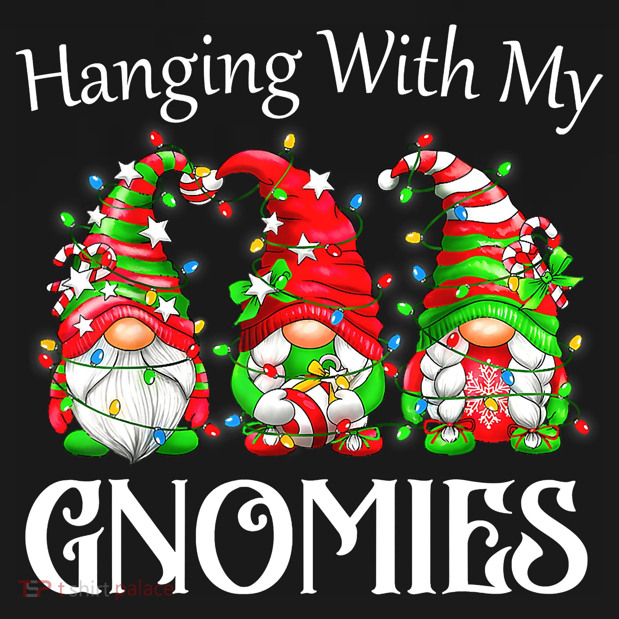 Funny Christmas Gnome Hanging With My Gnomies Family Pajamas T-Shirt