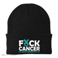 Fuck Cancer Gift Teal Ovarian Cancer Support Tee Beanie thumb 0