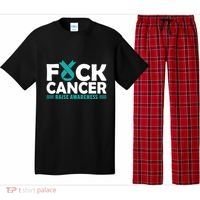 Fuck Cancer Gift Teal Ovarian Cancer Support Tee Pajama Set thumb 0