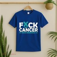 Fuck Cancer Gift Teal Ovarian Cancer Support Tee T-Shirt thumb 2