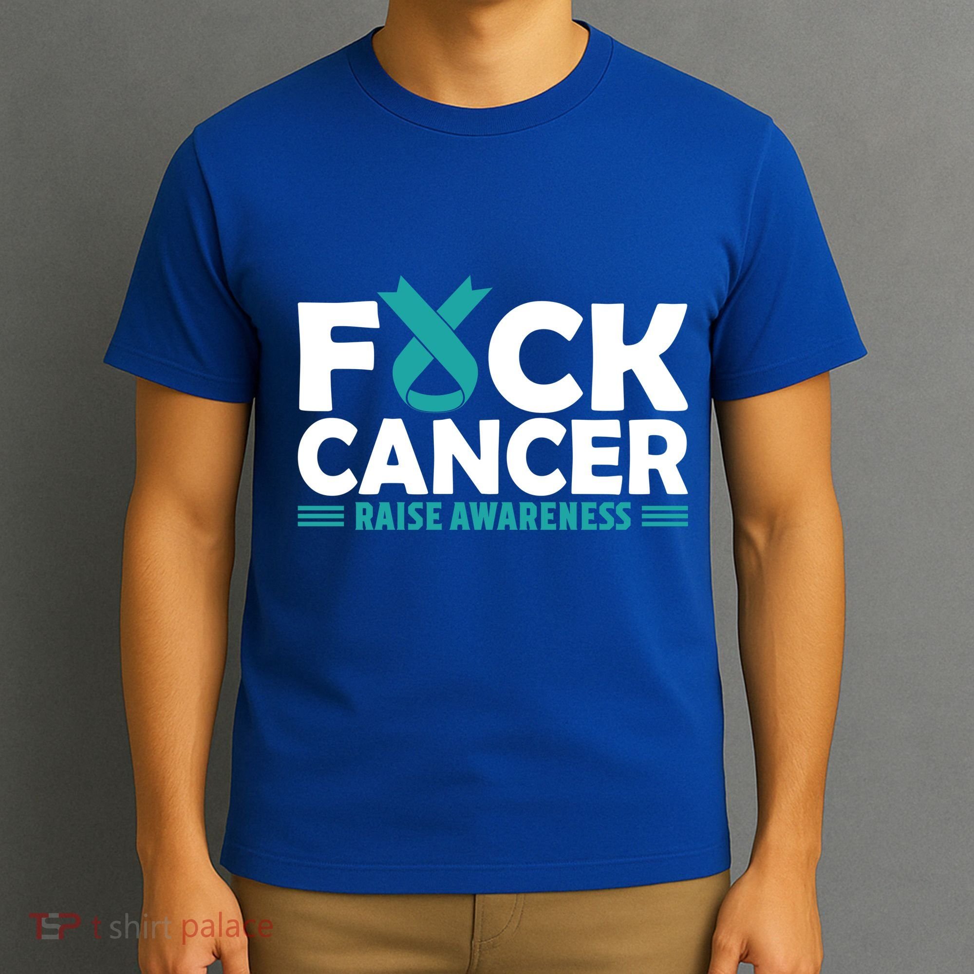 Fuck Cancer Gift Teal Ovarian Cancer Support Tee T-Shirt