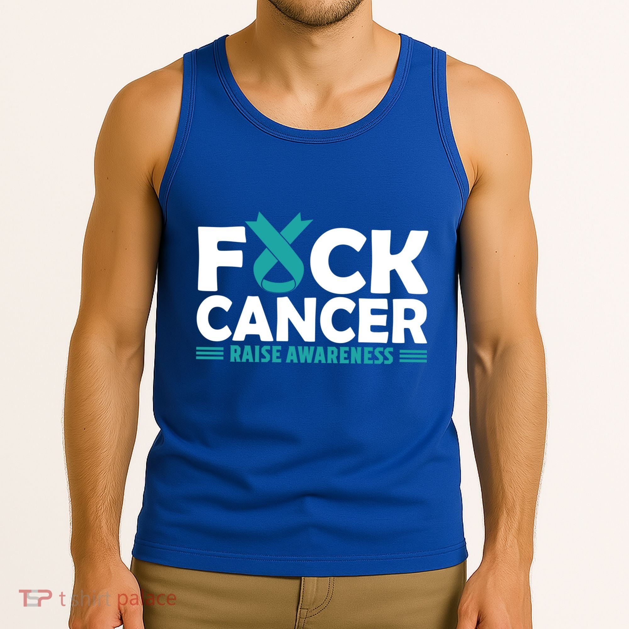 Fuck Cancer Gift Teal Ovarian Cancer Support Tee Tank Top