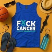 Fuck Cancer Gift Teal Ovarian Cancer Support Tee Tank Top thumb 4
