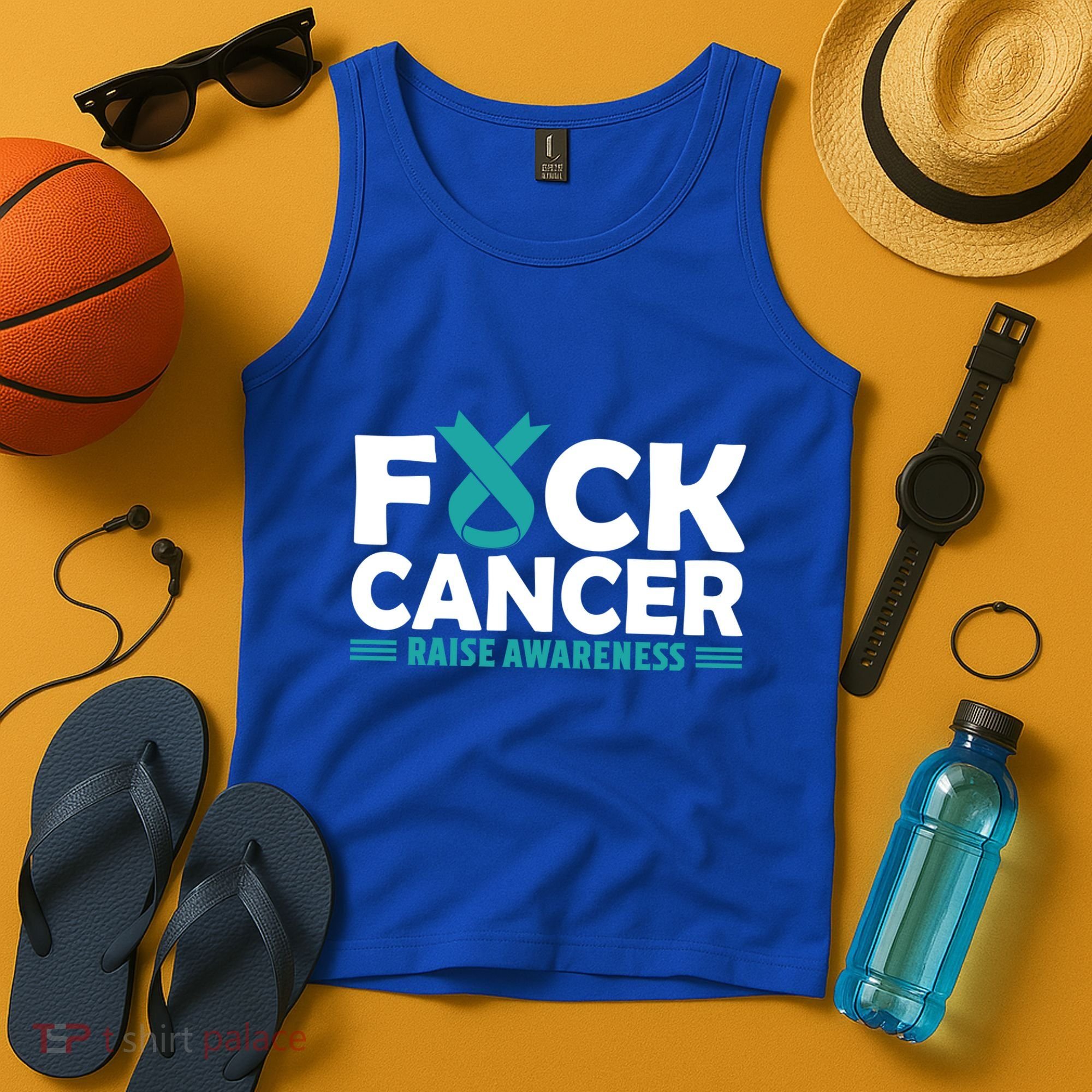 Fuck Cancer Gift Teal Ovarian Cancer Support Tee Tank Top