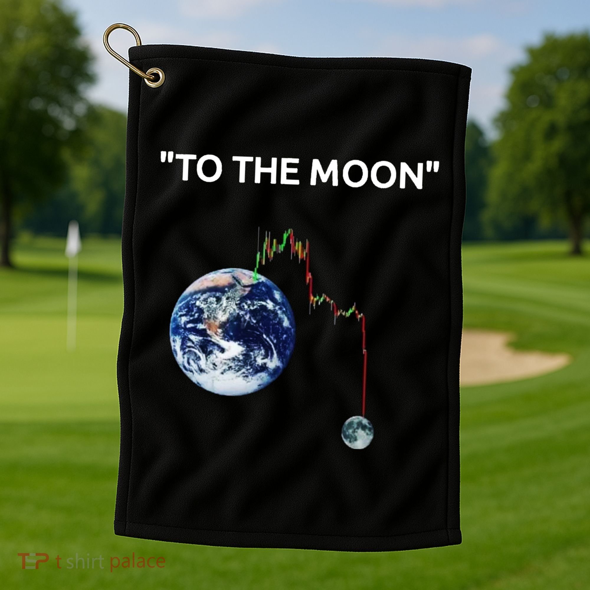 Funny Crypto Going Down To The Moon Golf Towel