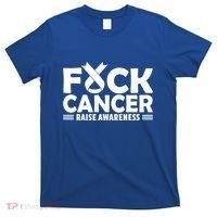 Fuck Cancer Gift White Ribbon Lung Cancer Awareness T-Shirt thumb 0