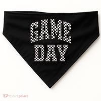 Funny Checkered Game Day Football Black White Gift Women USA-Made Doggie Bandana thumb 0