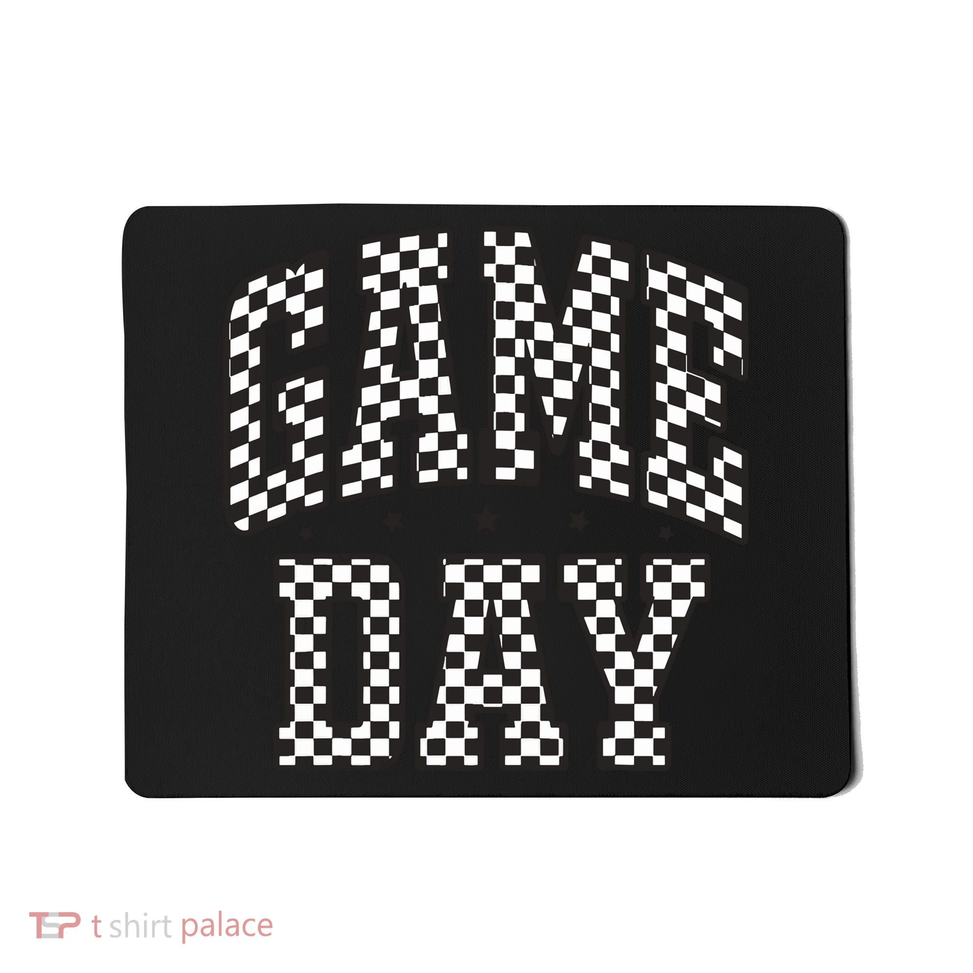 Funny Checkered Game Day Football Black White Gift Women Mousepad