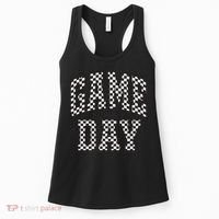 Funny Checkered Game Day Football Black White Gift Women Women's Tank Top thumb 0