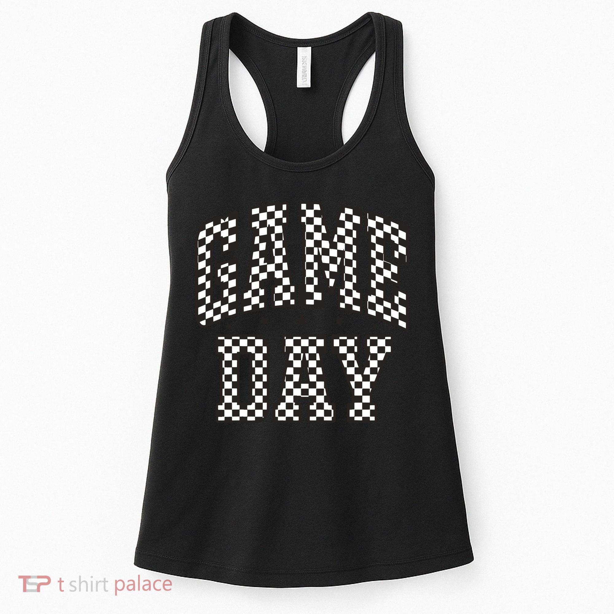 Funny Checkered Game Day Football Black White Gift Women Women's Tank Top