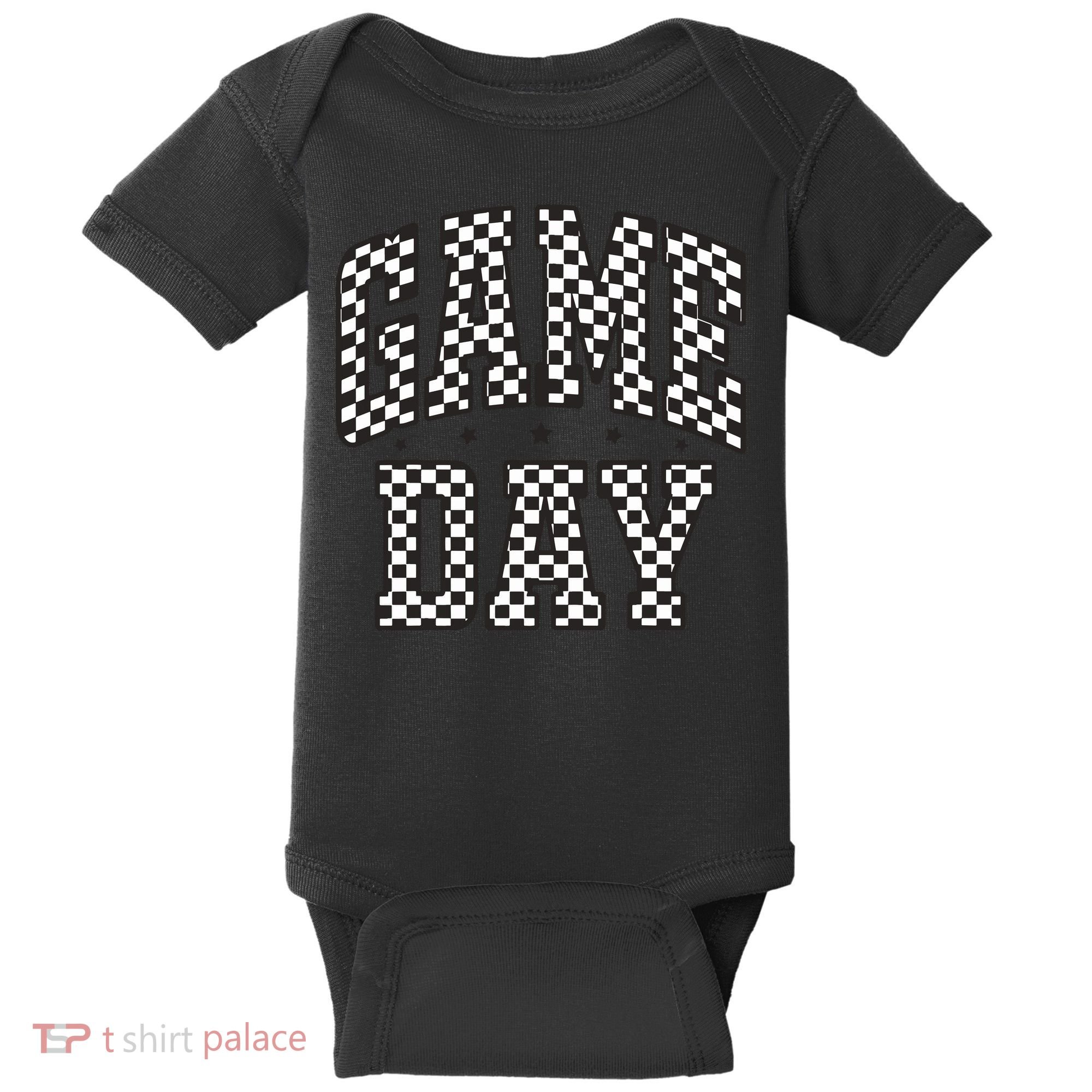 Funny Checkered Game Day Football Black White Gift Women Baby Bodysuit