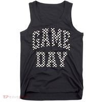 Funny Checkered Game Day Football Black White Gift Women Tank Top thumb 0
