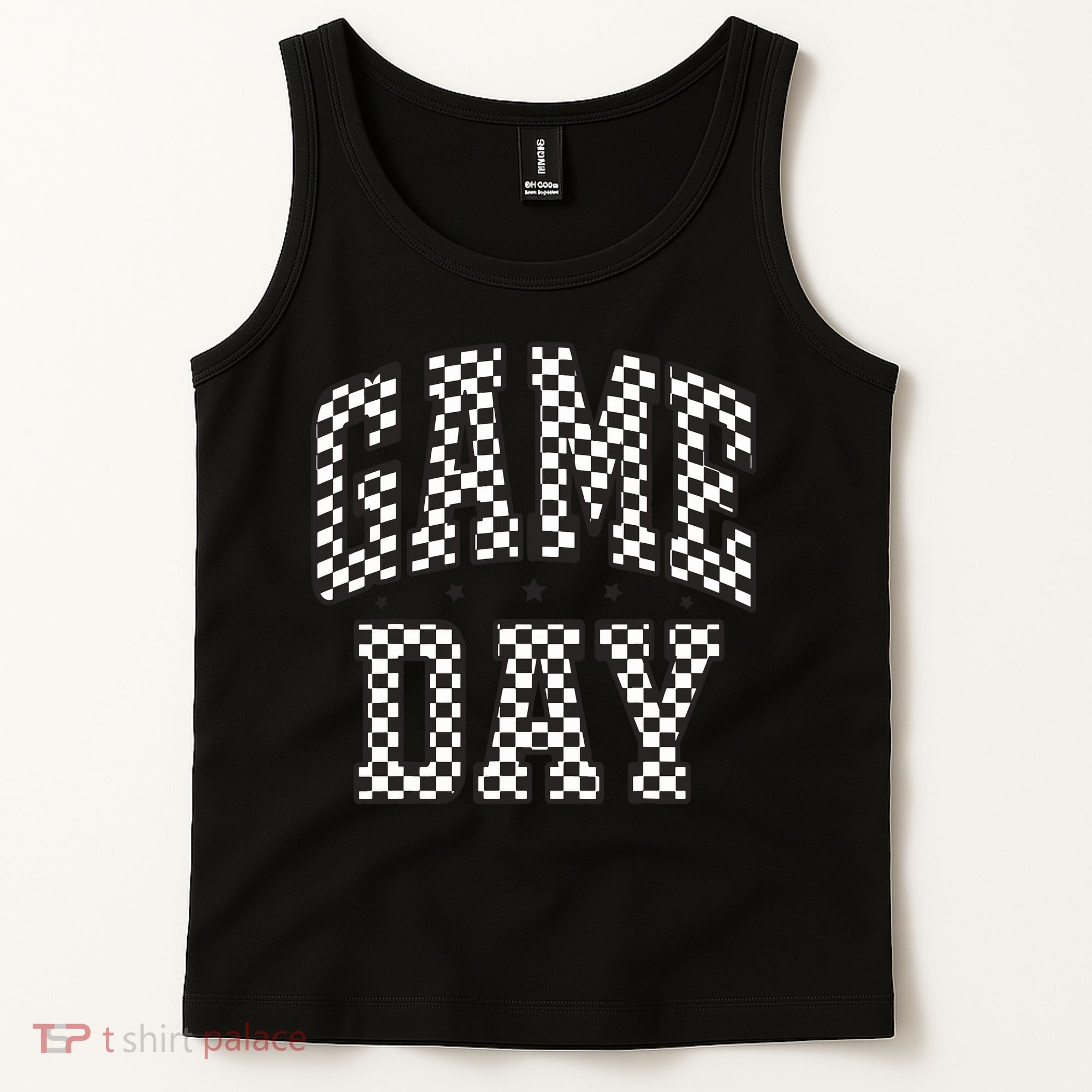Funny Checkered Game Day Football Black White Gift Women Tank Top