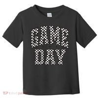 Funny Checkered Game Day Football Black White Gift Women Toddler T-Shirt thumb 0