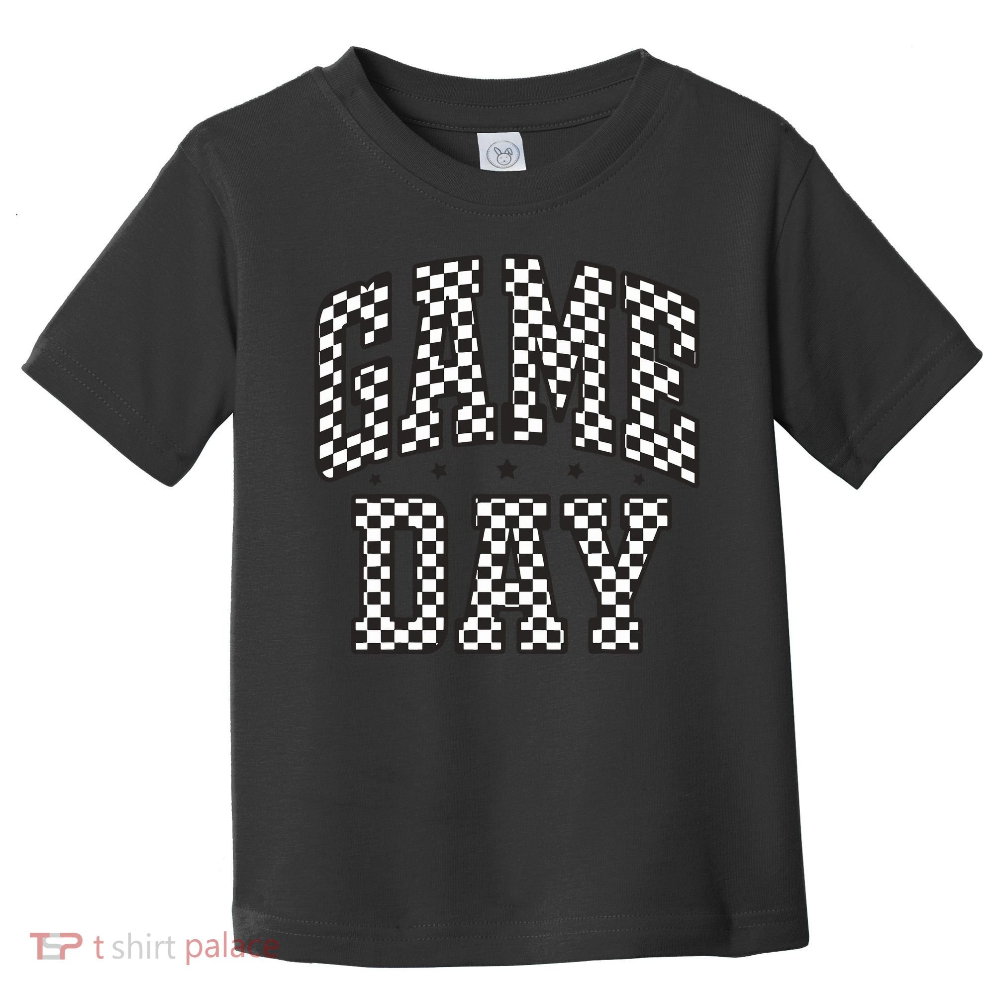 Funny Checkered Game Day Football Black White Gift Women Toddler T-Shirt