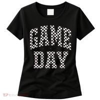 Funny Checkered Game Day Football Black White Gift Women Women's T-Shirt thumb 0