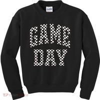 Funny Checkered Game Day Football Black White Gift Women Kids Sweatshirt thumb 0