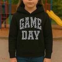 Funny Checkered Game Day Football Black White Gift Women Kids Hoodie thumb 3