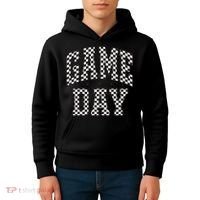 Funny Checkered Game Day Football Black White Gift Women Kids Hoodie thumb 4