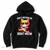 Funny Cat Gamer Don’T Bother Me Right Meow Video Games Lover Hoodie thumb 0