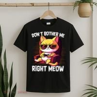 Funny Cat Gamer Don’T Bother Me Right Meow Video Games Lover T-Shirt thumb 2