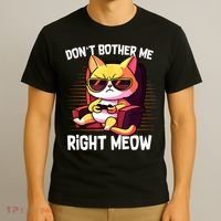 Funny Cat Gamer Don’T Bother Me Right Meow Video Games Lover T-Shirt thumb 3