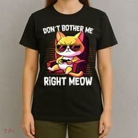 Funny Cat Gamer Don’T Bother Me Right Meow Video Games Lover T-Shirt thumb 4