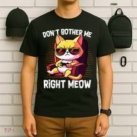 Funny Cat Gamer Don’T Bother Me Right Meow Video Games Lover T-Shirt thumb 6